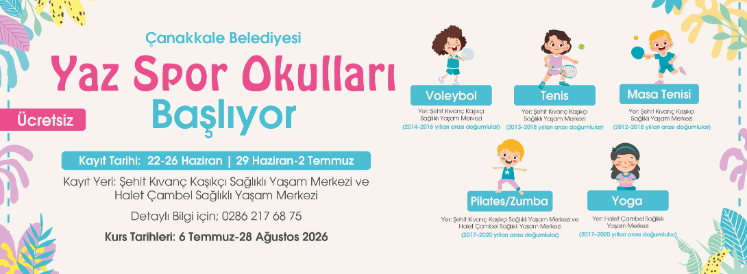 Çanakkale Belediyesi Yaz Spor Okulları Başlıyor