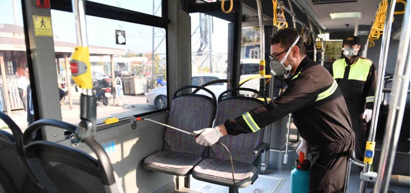 Kent İçi Toplu Taşıma Araçlarında İlaçlama Çalışmaları Devam Ediyor