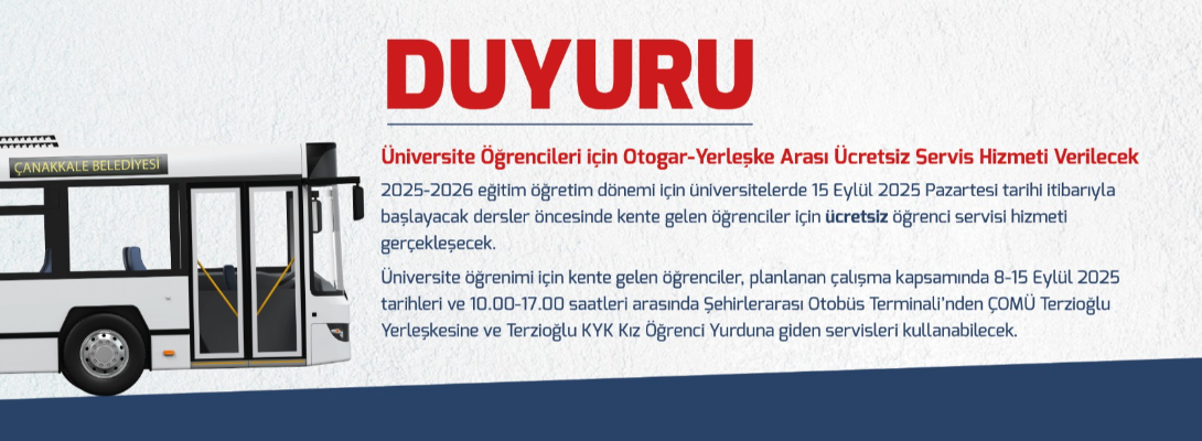 Üniversite Öğrencileri için Otogar-Yerleşke Arası Ücretsiz Servis Hizmeti Verilecek