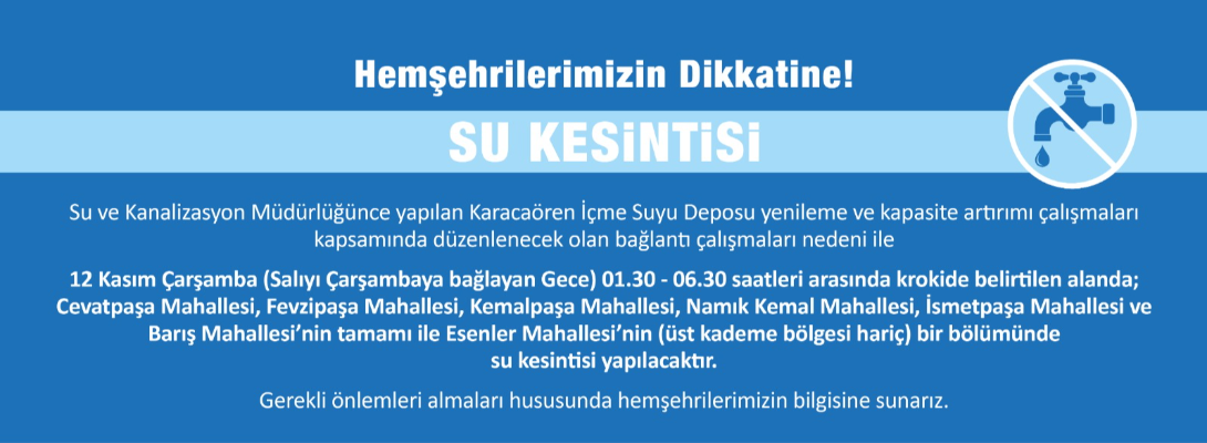 Su Kesintisi Duyurusu
