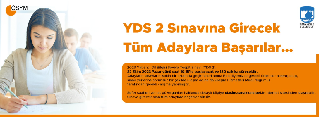 YDS 2 Sınavına Girecek Tüm Adaylara Başarılar Dileriz…