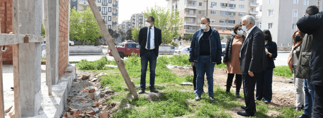 Başkan Gökhan Halkın Bakkalı İnşaatında İncelemelerde Bulundu