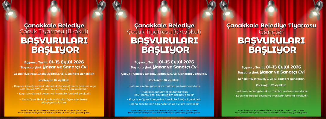 Çanakkale Belediye Tiyatrosu'nda Çocuklar ve Gençler için Yeni Sezon Kayıtları Başlıyor
